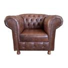 Poltrona Chesterfield Capitonê Luis XV Corano Marrom Decoração, Recepção, Salas de Tv e Estar