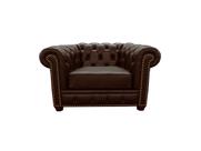 Poltrona Chesterfield de Couro Marrom Pigmentado - Mempra Design