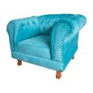 Poltrona Chesterfield Duque Suede Azul Turquesa Para Sala, Tv, Estar, Recepção , decoração