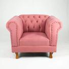 Poltrona Chesterfield Duque Suede Rosa Para Sala, Tv, Estar, Recepção , Decoração