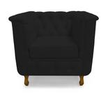 Poltrona Chesterfield Retro Capitonê Suede Preto - Casa & Estofados