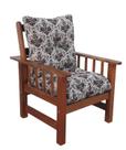Poltrona Colonial Cancún De Madeira C/ Almofadas de Jacquard e Poliéster Estampa ARABESCO