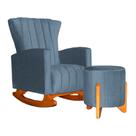 Poltrona Com Balanço E Puff Melinda Linho Azul Marinho Mz Decor