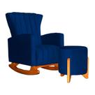 Poltrona Com Balanço E Puff Melinda Suede Azul Marinho Mz Decor