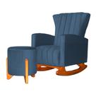 Poltrona Com Balanço E Puff Melinda Suede Azul Royal Ms Decor