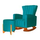 Poltrona Com Balanço E Puff Melinda Suede Azul Turquesa Ms Decor