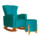 Poltrona Com Balanço E Puff Melinda Suede Azul Turquesa Mz Decor
