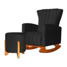 Poltrona Com Balanço E Puff Melinda Suede Preto Ms Decor