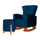 Poltrona Com Balanço E Puff Melinda Veludo Azul Marinho Ms Decor