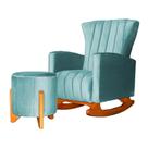 Poltrona Com Balanço E Puff Melinda Veludo Azul Turquesa Ms Decor