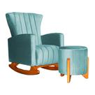 Poltrona Com Balanço E Puff Melinda Veludo Azul Turquesa Mz Decor