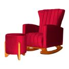 Poltrona Com Balanço E Puff Melinda Veludo Vermelho Ms Decor