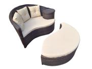 Poltrona Com Puff Chase Em Fibra Sintética P Área Externa e Interna Fibra Sintética cor Argila Tecido Lisato Bege Varanda Fibras