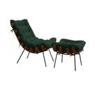 Poltrona com Puff Costela Suede Verde Straso Móveis