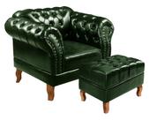 Poltrona com Puff Decorativo Chesterfield Capitonê Dom Pedro
