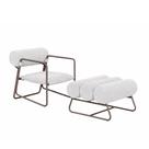 Poltrona com Puff Flow Bouclé Cinza - Sallar Home
