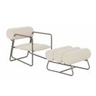 Poltrona com Puff Flow Bouclé Off White - Sallar Home