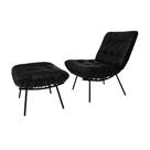 Poltrona com Puff Laura Couro Preto - Sallar Home Poltrona com Puff Laura Couro Preto - Sallar Home