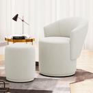 Poltrona com Puff Orgânico Living Mavi Bouclê Creme - Abmaza