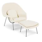 Poltrona com Puff Womb Chair Base Cromada Bouclê