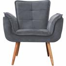 Poltrona Conflex Decorativa Opala Rafaela confortável estofada Grafite pés palito de madeira maciça Poltrona Conflex Decorativa Opala Rafaela confortável estofada Grafite pés palito de madeira maciça