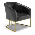 Poltrona Corano Preto Base Industrial Dourada