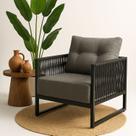 Poltrona Corda Nautica - Varanda, Sacada, Sala- Poltrona Araxa - Linho Cinza