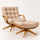 Poltrona Costela Com Braço E Puff Giratória Linho Acquablock