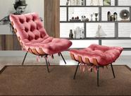 Poltrona Costela com Puff Base Fixa para Sala, Quarto