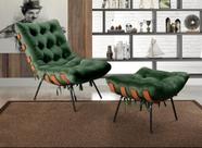 Poltrona Costela com Puff Base Fixa para Sala, Quarto Verde