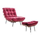 Poltrona Costela com Puff em material sintético Rosa