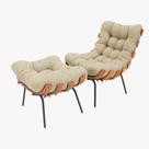 Poltrona Costela Luxo + Puff Decorativo Premium Poltrona Costela Luxo + Puff Decorativo Premium