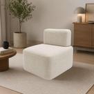 Poltrona Cubo Decorativa para Sala de Estar Linho Cor:Linho Bege