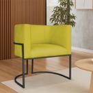 Poltrona Dália Luxo Moderna Estofada Design Sofisticado com Base de Ferro Preto Suede