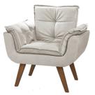 Poltrona Dani Suede Creme Cadeira Decorativa Sala Recepção Pés Caramelo