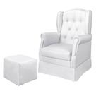 Poltrona de Amamentação Balanço Inês com Puff 67cm material sintético Branco - Sallar Home