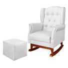 Poltrona de Amamentação Balanço Inês com Puff 67cm material sintético Branco - Sallar Home Poltrona de Amamentação Balanço Inês com Puff 67cm material sintético Branco - Sallar Home