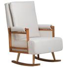 Poltrona de Amamentação Com Balanço Base Milka Líria D02 Linho Off White B-410 - Lyam Decor