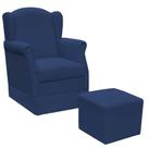 Poltrona de Amamentação com Balanço e Puff Elisa P02 Suede - Lyam Decor