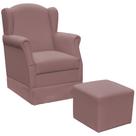 Poltrona de Amamentação com Balanço e Puff Elisa Suede Rosê - Lyam Decor