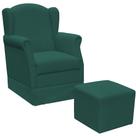 Poltrona de Amamentação com Balanço e Puff Elisa Suede Verde Musgo - Lyam Decor