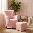Poltrona de Amamentação com Balanço e Puff em material sintético Rosa Bárbara