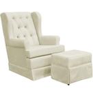 Poltrona de Amamentação com Balanço e Puff Helena P02 Capitonê Suede Bege - Lyam Decor Poltrona de Amamentação com Balanço e Puff Helena P02 Capitonê Suede Bege - Lyam Decor