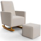 Poltrona de Amamentação com Balanço e Puff Ravena W01 Bouclê Creme - Lyam Decor