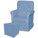 Poltrona de Amamentação com Balanço e Puff Suzí Azul Bebê com Branco - Phoenix Baby