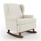 Poltrona De Amamentação Com Balanço Malu Base De Madeira P02 Linho Champagne - Lyam Decor