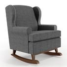 Poltrona De Amamentação Com Balanço Malu Base De Madeira P02 Linho Cinza Escuro - Lyam Decor Poltrona De Amamentação Com Balanço Malu Base De Madeira P02 Linho Cinza Escuro - Lyam Decor