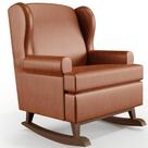 Poltrona De Amamentação Com Balanço Malu Base De Madeira P02 Material Sintético Camel - Lyam Decor