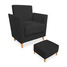 Poltrona de Amamentação com Puff Flavia Suede Preto - Pallazio