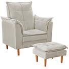 Poltrona De Amamentação Com Puff Quarto Bebê Vitória Suede Cor:bege